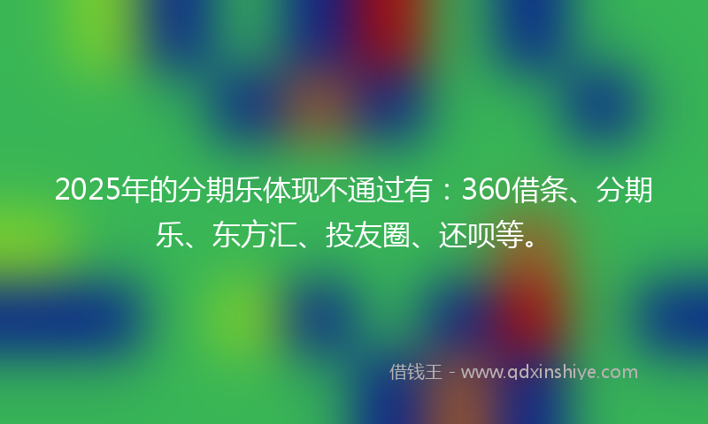 2025年的分期乐体现不通过有：360借条、分期乐、东方汇、投友圈、还呗等。