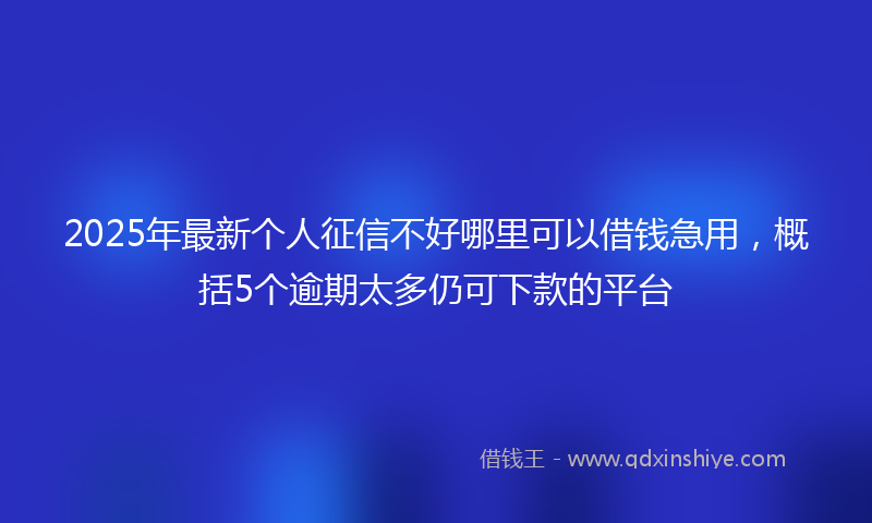 2025年最新个人征信不好哪里可以借钱急用，概括5个逾期太多仍可下款的平台