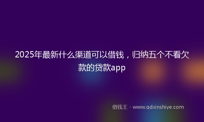 2025年最新什么渠道可以借钱，归纳五个不看欠款的贷款app