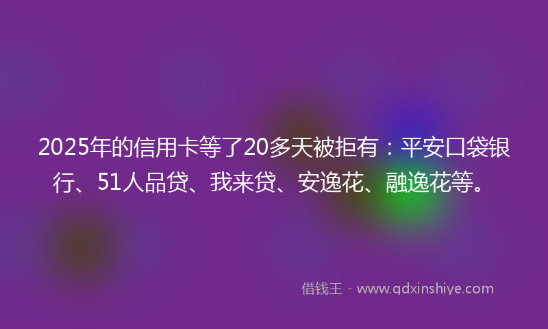 2025年的信用卡等了20多天被拒有：平安口袋银行、51人品贷、我来贷、安逸花、融逸花等。