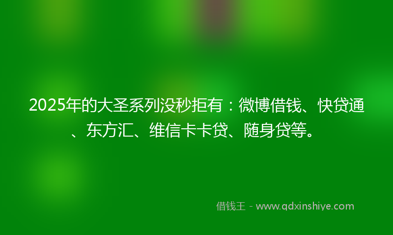 2025年的大圣系列没秒拒有：微博借钱、快贷通、东方汇、维信卡卡贷、随身贷等。