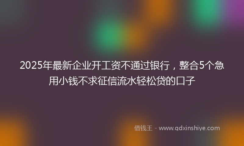 2025年最新企业开工资不通过银行，整合5个急用小钱不求征信流水轻松贷的口子