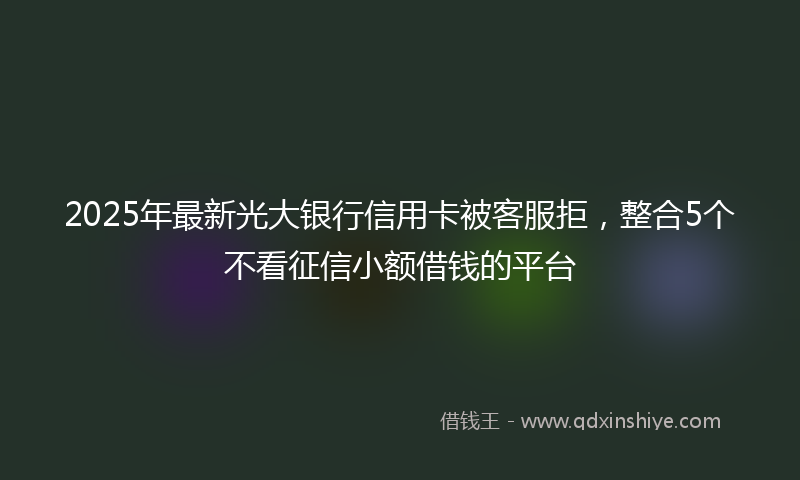 2025年最新光大银行信用卡被客服拒，整合5个不看征信小额借钱的平台