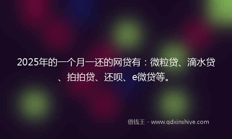2025年的一个月一还的网贷有：微粒贷、滴水贷、拍拍贷、还呗、e微贷等。