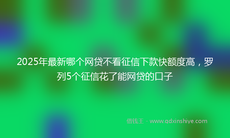 2025年最新哪个网贷不看征信下款快额度高，罗列5个征信花了能网贷的口子
