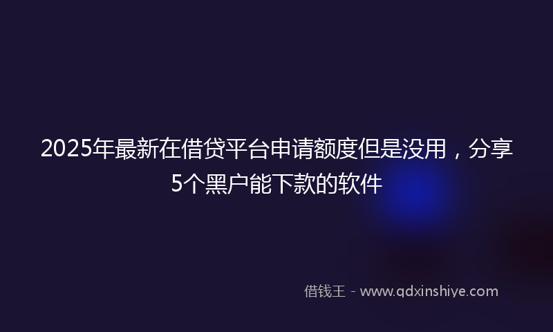2025年最新在借贷平台申请额度但是没用，分享5个黑户能下款的软件