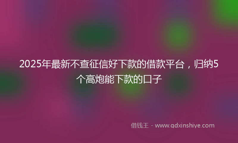 2025年最新不查征信好下款的借款平台，归纳5个高炮能下款的口子