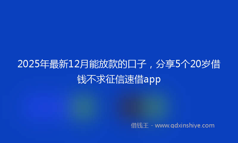 2025年最新12月能放款的口子，分享5个20岁借钱不求征信速借app