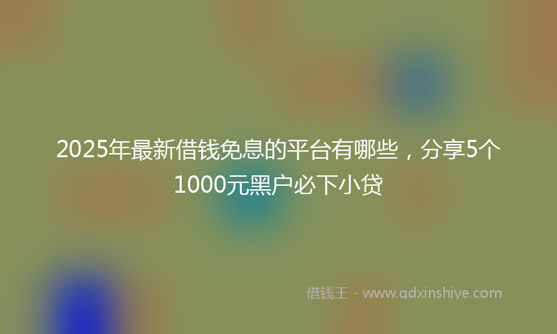 2025年最新借钱免息的平台有哪些，分享5个1000元黑户必下小贷