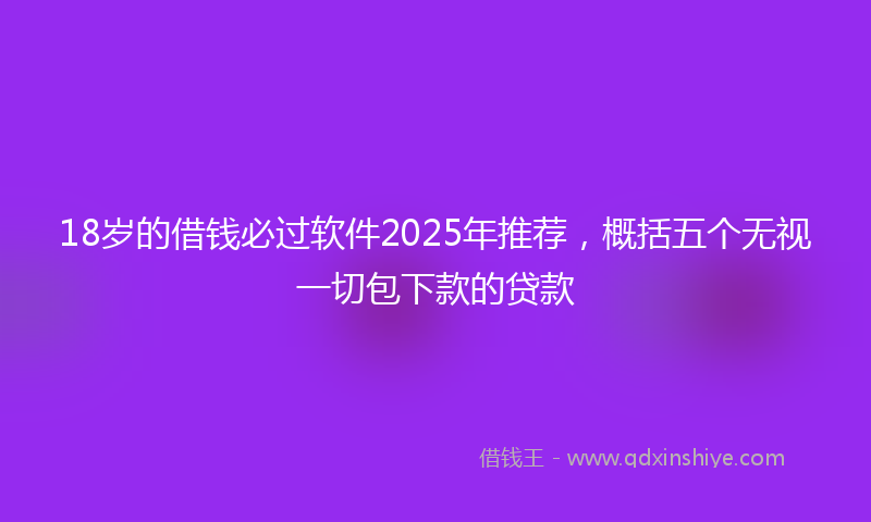 18岁的借钱必过软件2025年推荐，概括五个无视一切包下款的贷款