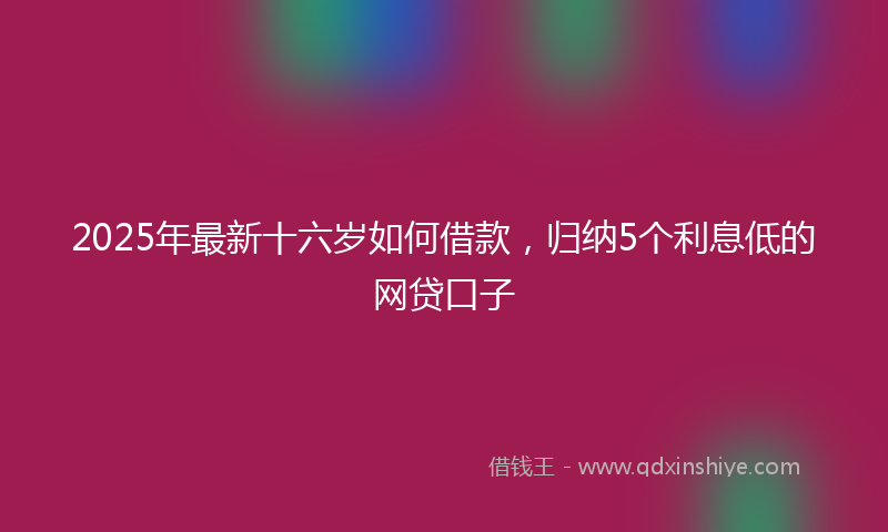 2025年最新十六岁如何借款，归纳5个利息低的网贷口子