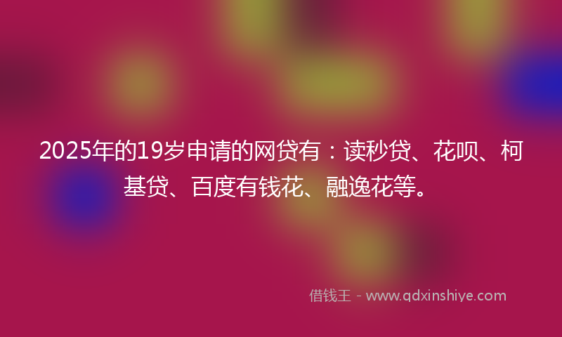 2025年的19岁申请的网贷有：读秒贷、花呗、柯基贷、百度有钱花、融逸花等。
