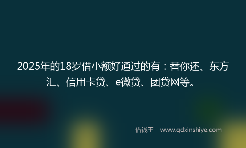 2025年的18岁借小额好通过的有：替你还、东方汇、信用卡贷、e微贷、团贷网等。