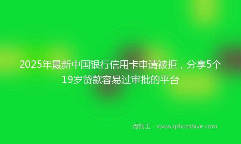 2025年最新中国银行信用卡申请被拒，分享5个19岁贷款容易过审批的平台