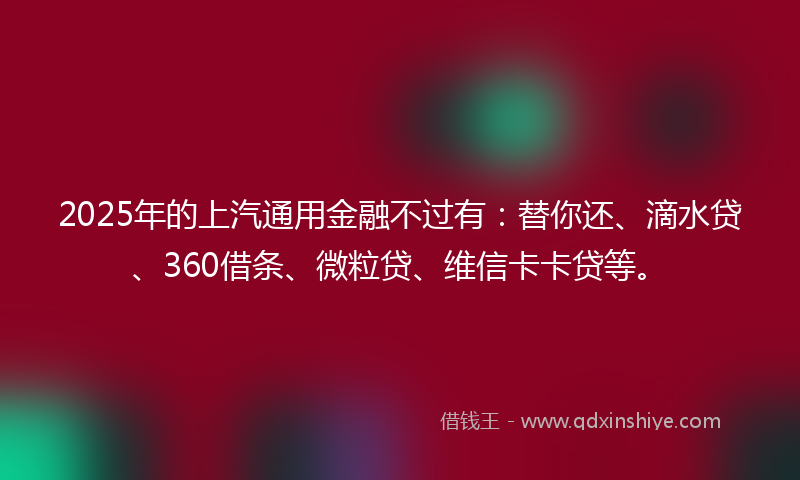 2025年的上汽通用金融不过有：替你还、滴水贷、360借条、微粒贷、维信卡卡贷等。