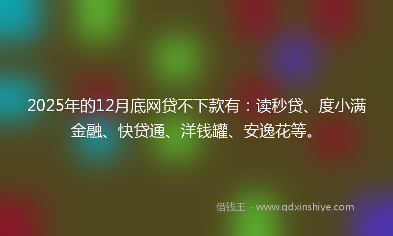 2025年的12月底网贷不下款有：读秒贷、度小满金融、快贷通、洋钱罐、安逸花等。