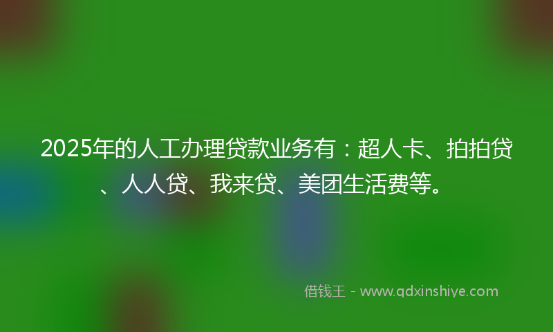 2025年的人工办理贷款业务有：超人卡、拍拍贷、人人贷、我来贷、美团生活费等。