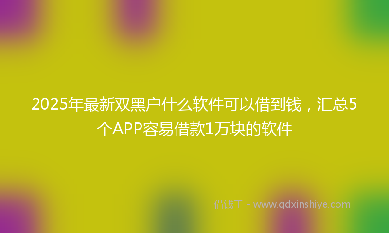 2025年最新双黑户什么软件可以借到钱，汇总5个APP容易借款1万块的软件