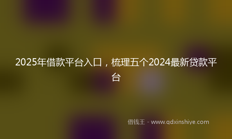 2025年借款平台入口，梳理五个2024最新贷款平台