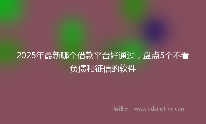 2025年最新哪个借款平台好通过，盘点5个不看负债和征信的软件
