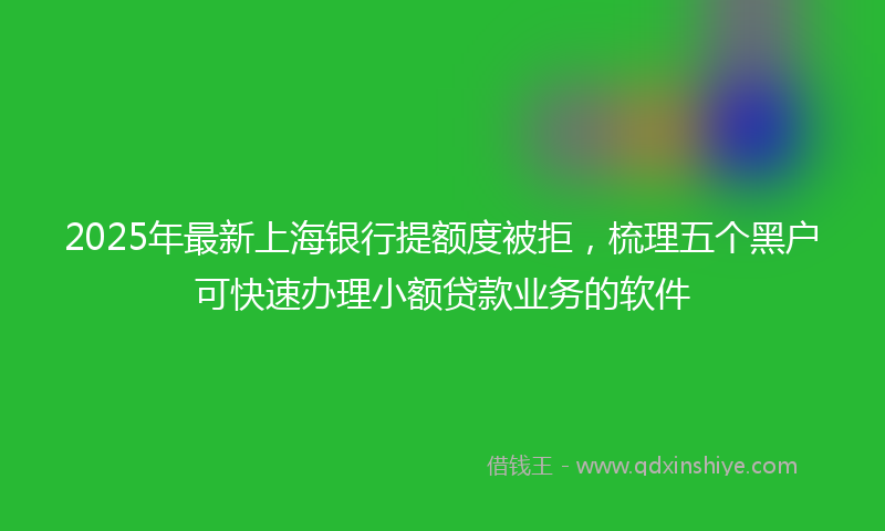 2025年最新上海银行提额度被拒，梳理五个黑户可快速办理小额贷款业务的软件