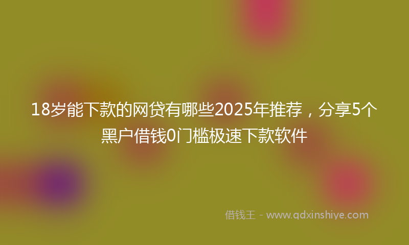 18岁能下款的网贷有哪些2025年推荐，分享5个黑户借钱0门槛极速下款软件