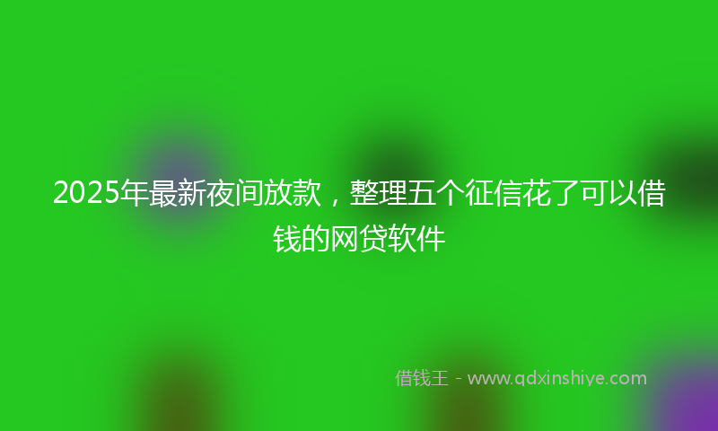 2025年最新夜间放款，整理五个征信花了可以借钱的网贷软件