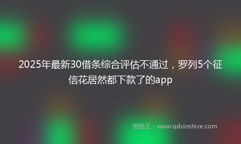 2025年最新30借条综合评估不通过，罗列5个征信花居然都下款了的app
