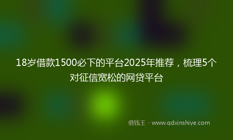 18岁借款1500必下的平台2025年推荐，梳理5个对征信宽松的网贷平台