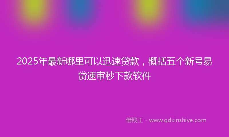 2025年最新哪里可以迅速贷款，概括五个新号易贷速审秒下款软件