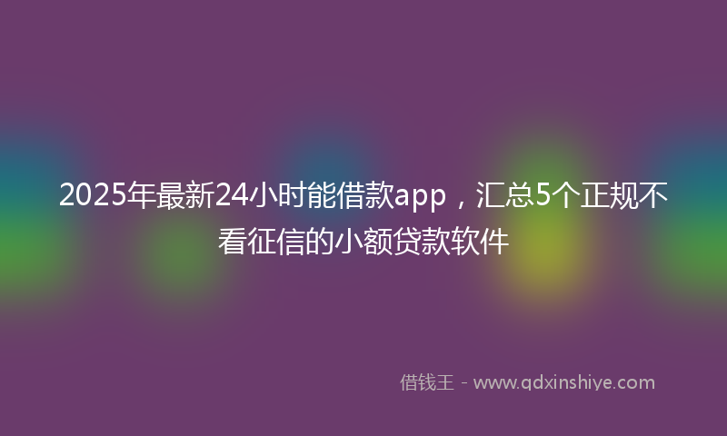 2025年最新24小时能借款app，汇总5个正规不看征信的小额贷款软件