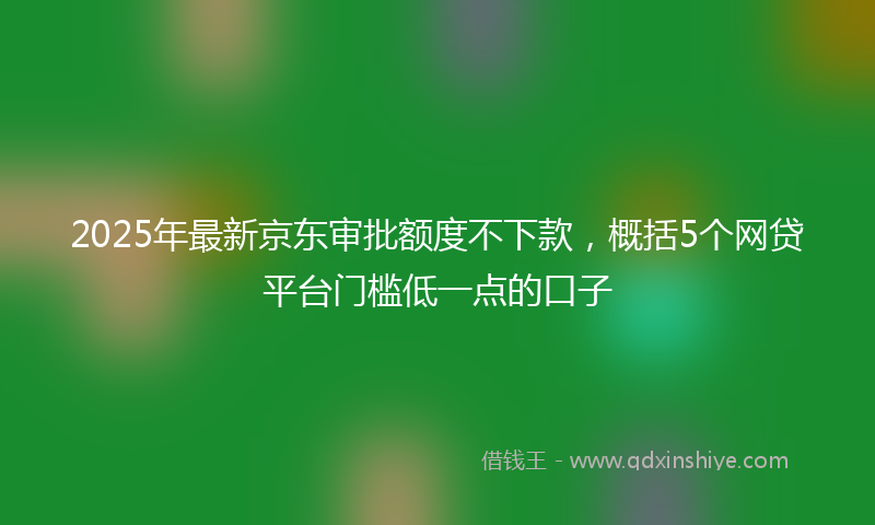 2025年最新京东审批额度不下款，概括5个网贷平台门槛低一点的口子