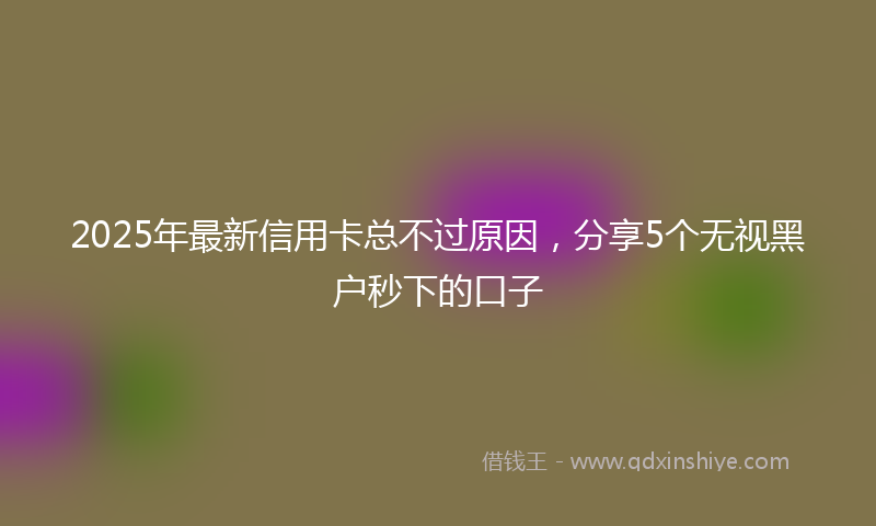 2025年最新信用卡总不过原因，分享5个无视黑户秒下的口子