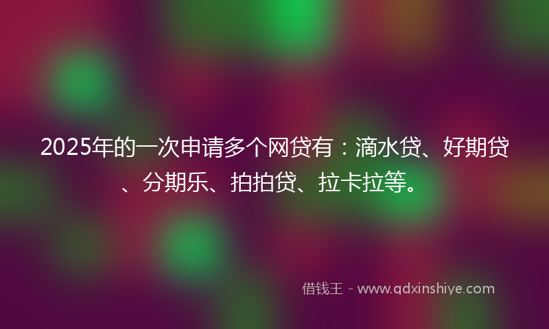 2025年的一次申请多个网贷有：滴水贷、好期贷、分期乐、拍拍贷、拉卡拉等。
