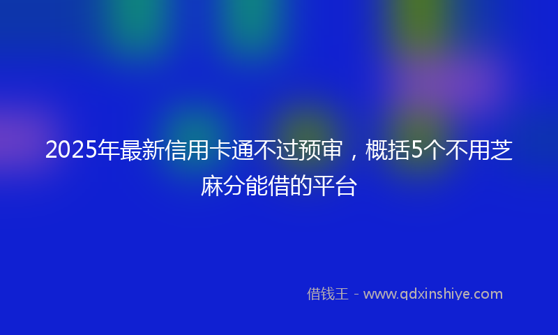 2025年最新信用卡通不过预审，概括5个不用芝麻分能借的平台