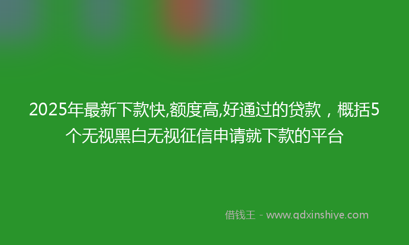 2025年最新下款快,额度高,好通过的贷款，概括5个无视黑白无视征信申请就下款的平台