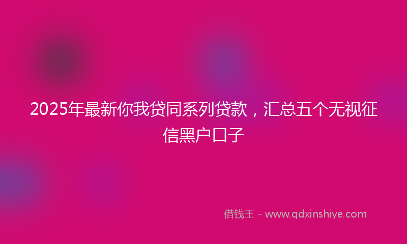 2025年最新你我贷同系列贷款，汇总五个无视征信黑户口子