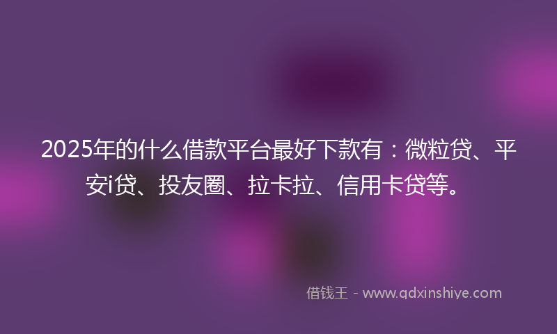 2025年的什么借款平台最好下款有：微粒贷、平安i贷、投友圈、拉卡拉、信用卡贷等。