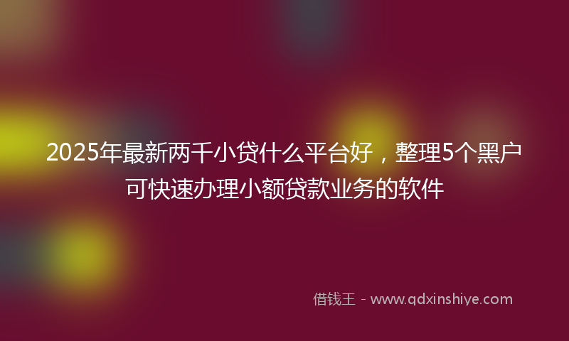 2025年最新两千小贷什么平台好，整理5个黑户可快速办理小额贷款业务的软件