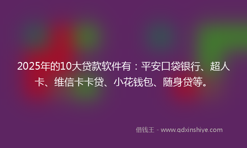 2025年的10大贷款软件有：平安口袋银行、超人卡、维信卡卡贷、小花钱包、随身贷等。