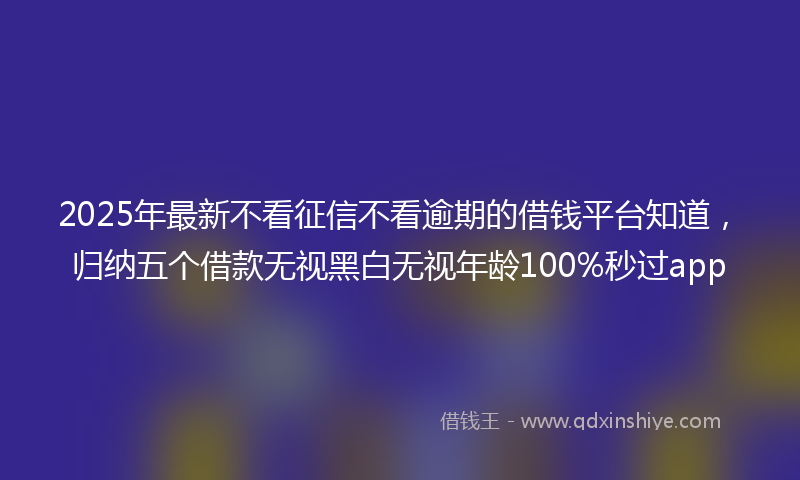 2025年最新不看征信不看逾期的借钱平台知道，归纳五个借款无视黑白无视年龄100%秒过app