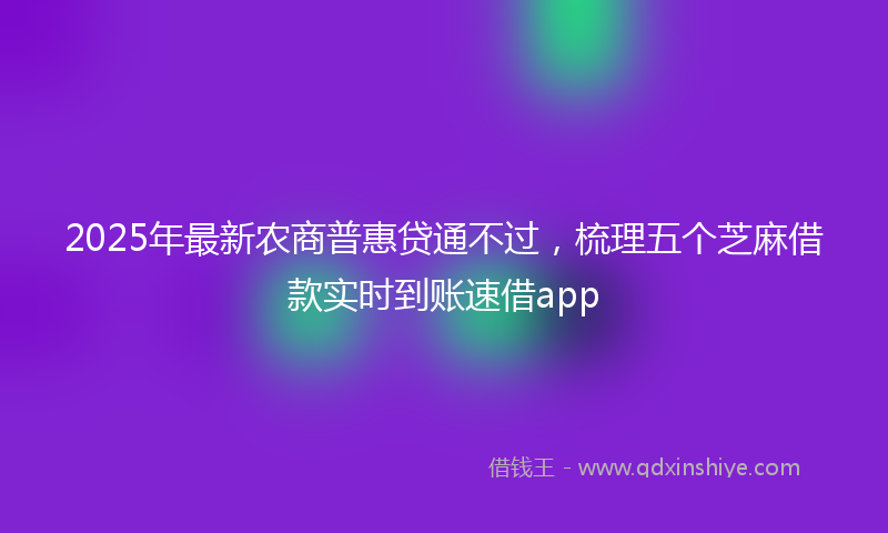 2025年最新农商普惠贷通不过，梳理五个芝麻借款实时到账速借app