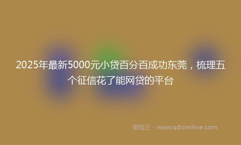 2025年最新5000元小贷百分百成功东莞，梳理五个征信花了能网贷的平台
