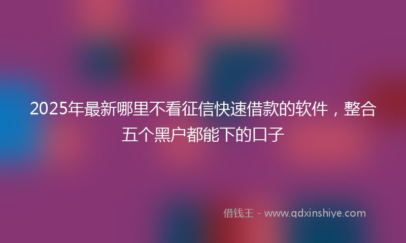 2025年最新哪里不看征信快速借款的软件，整合五个黑户都能下的口子