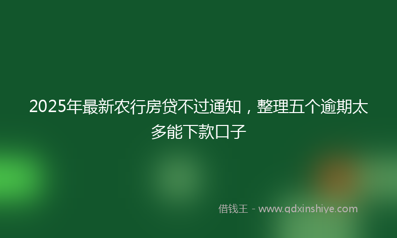2025年最新农行房贷不过通知，整理五个逾期太多能下款口子