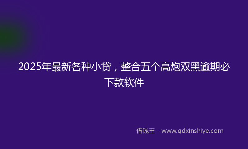 2025年最新各种小贷，整合五个高炮双黑逾期必下款软件