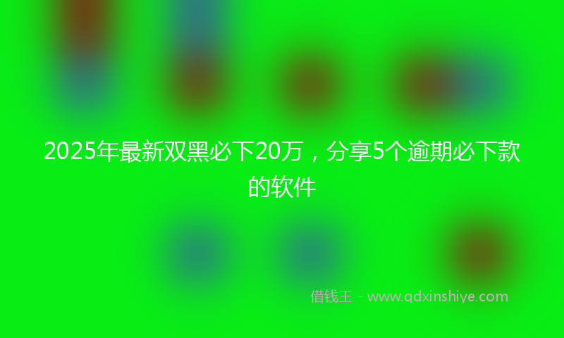 2025年最新双黑必下20万，分享5个逾期必下款的软件