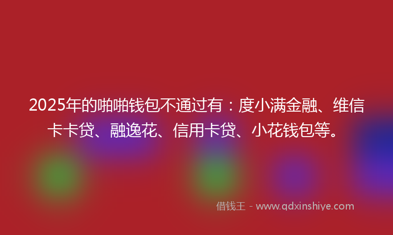 2025年的啪啪钱包不通过有：度小满金融、维信卡卡贷、融逸花、信用卡贷、小花钱包等。