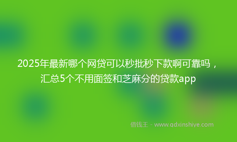 2025年最新哪个网贷可以秒批秒下款啊可靠吗，汇总5个不用面签和芝麻分的贷款app
