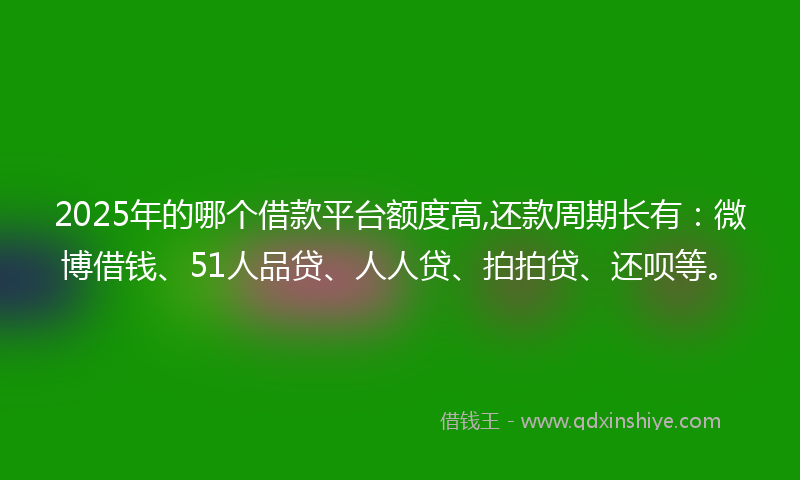 2025年的哪个借款平台额度高,还款周期长有：微博借钱、51人品贷、人人贷、拍拍贷、还呗等。
